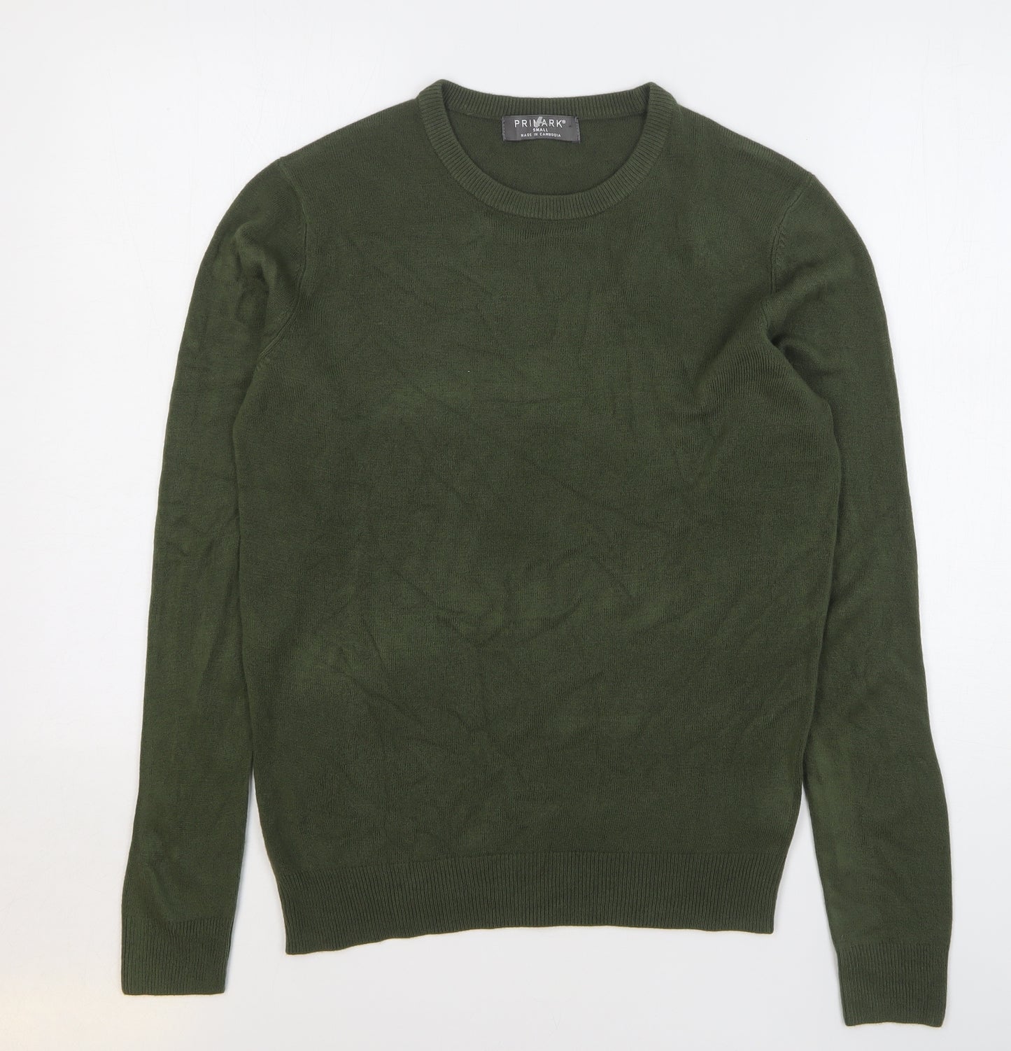 Primark Mens Green Round Neck Acrylic Pullover Jumper Size S