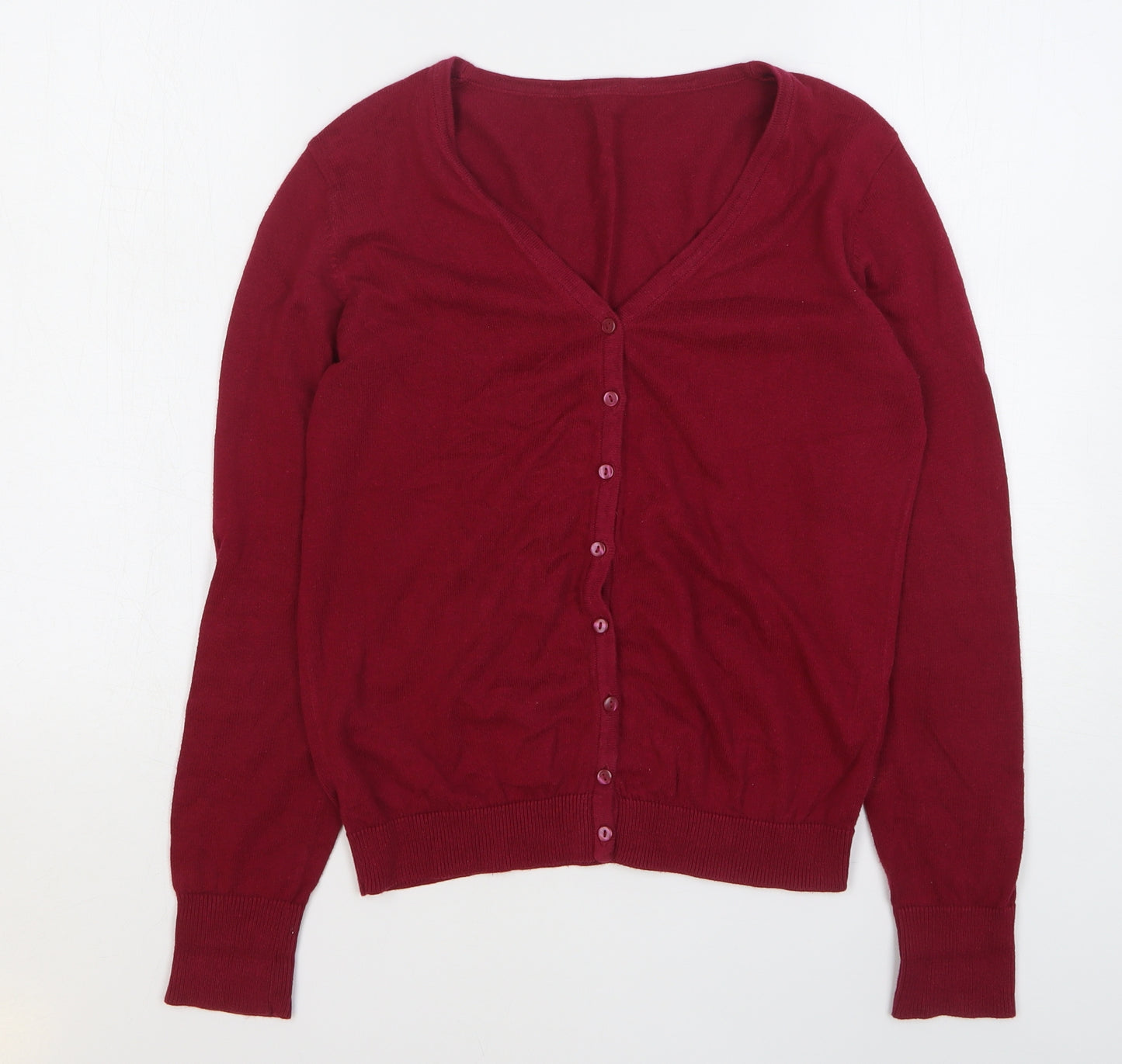 Primark Womens Purple V-Neck Cotton Cardigan Jumper Size 10