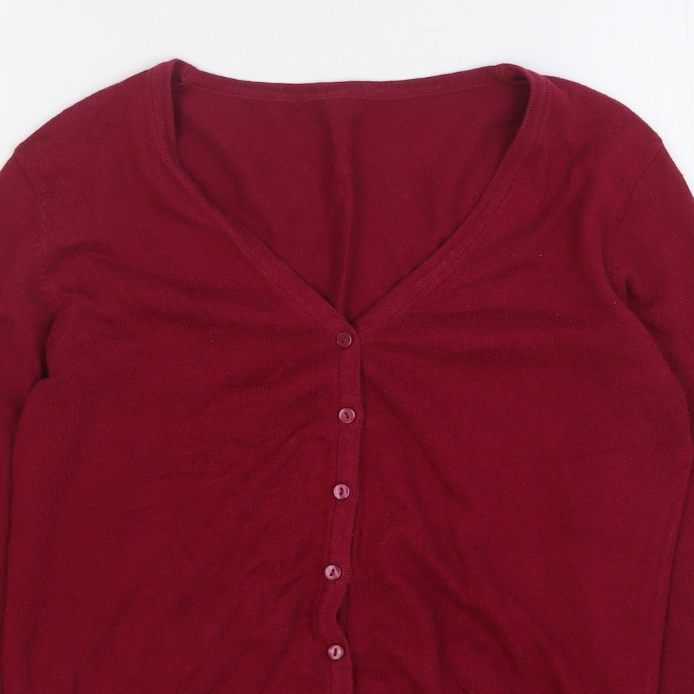 Primark Womens Purple V-Neck Cotton Cardigan Jumper Size 10