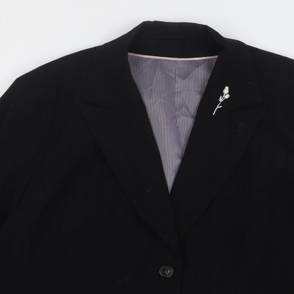 Style Collection Womens Black Polyester Jacket Blazer Size 18