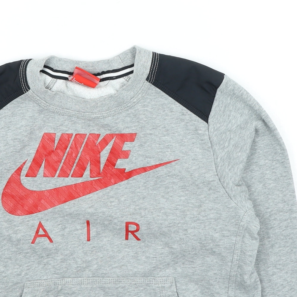Nike Boys Grey Cotton Pullover Sweatshirt Size 8-9 Years Pullover - Nike Air