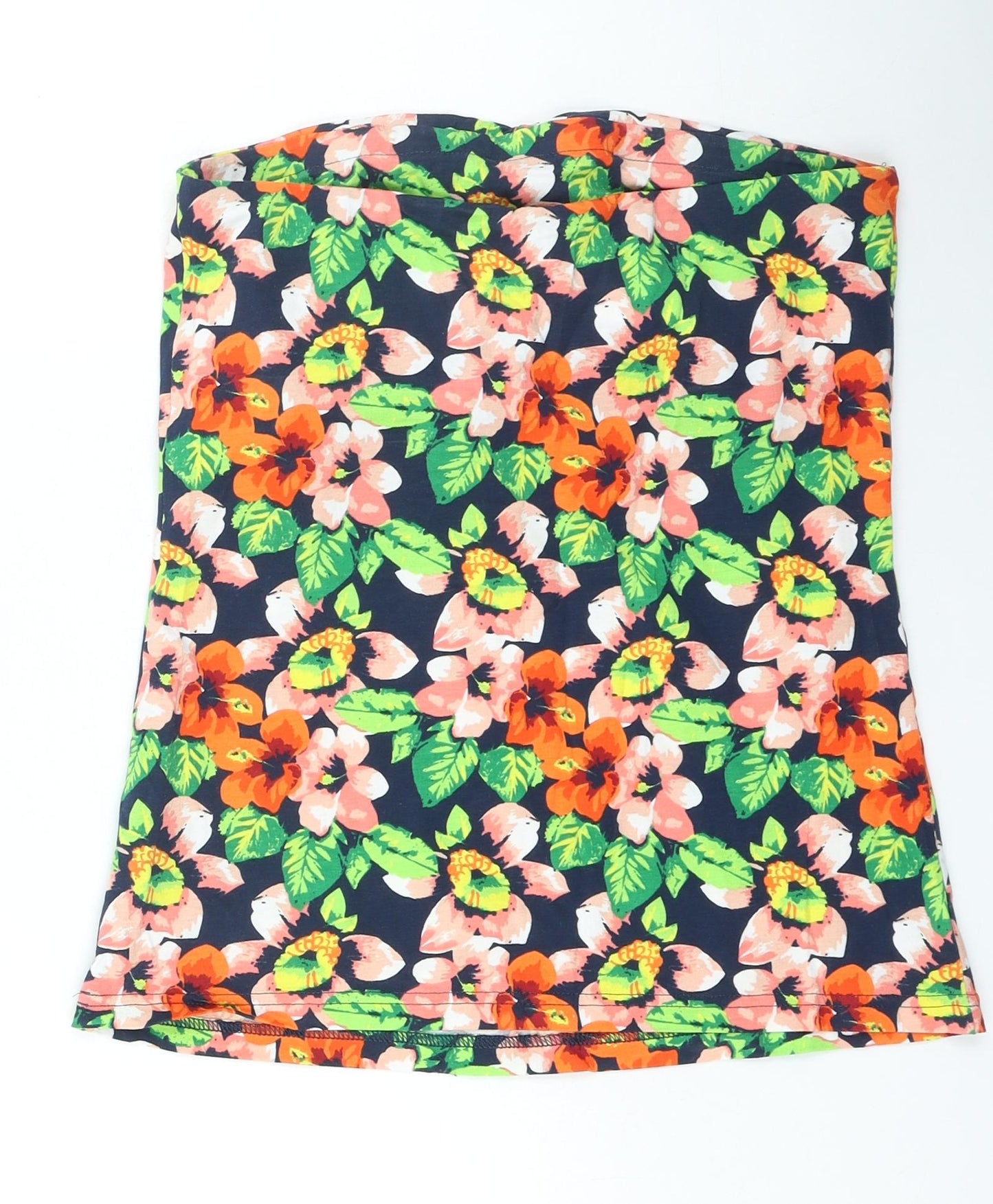 F&F Womens Multicoloured Floral Cotton Basic Tank Size 12 Off the Shoulder