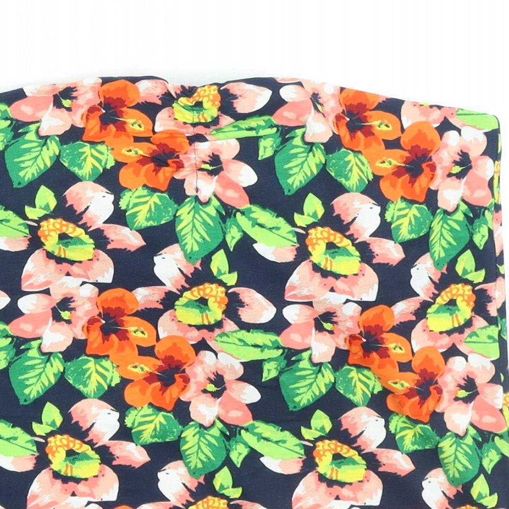 F&F Womens Multicoloured Floral Cotton Basic Tank Size 12 Off the Shoulder