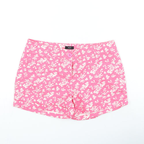 F&F Womens Pink Floral Cotton Mom Shorts Size 10 L3 in Regular Zip