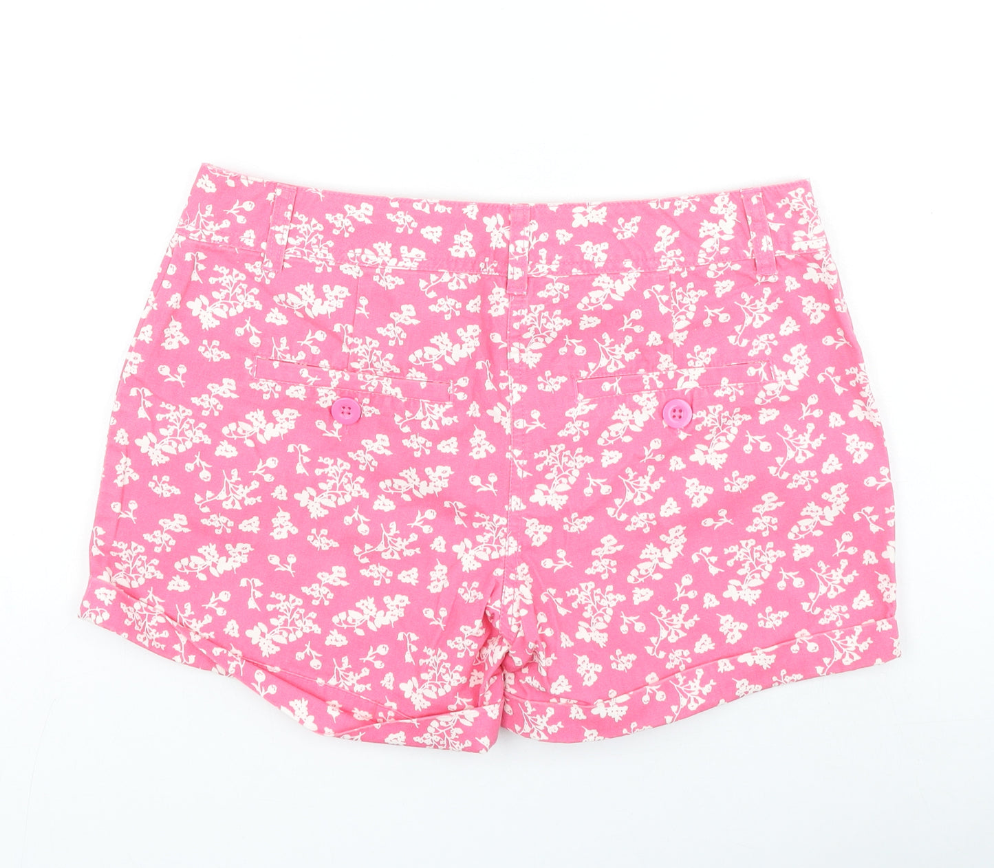 F&F Womens Pink Floral Cotton Mom Shorts Size 10 L3 in Regular Zip