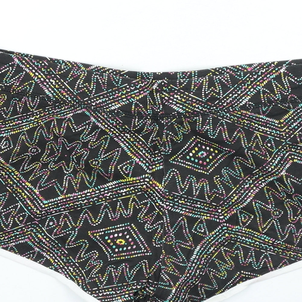 Primark Womens Multicoloured Geometric Cotton Sweat Shorts Size 12 L4 in Regular Drawstring