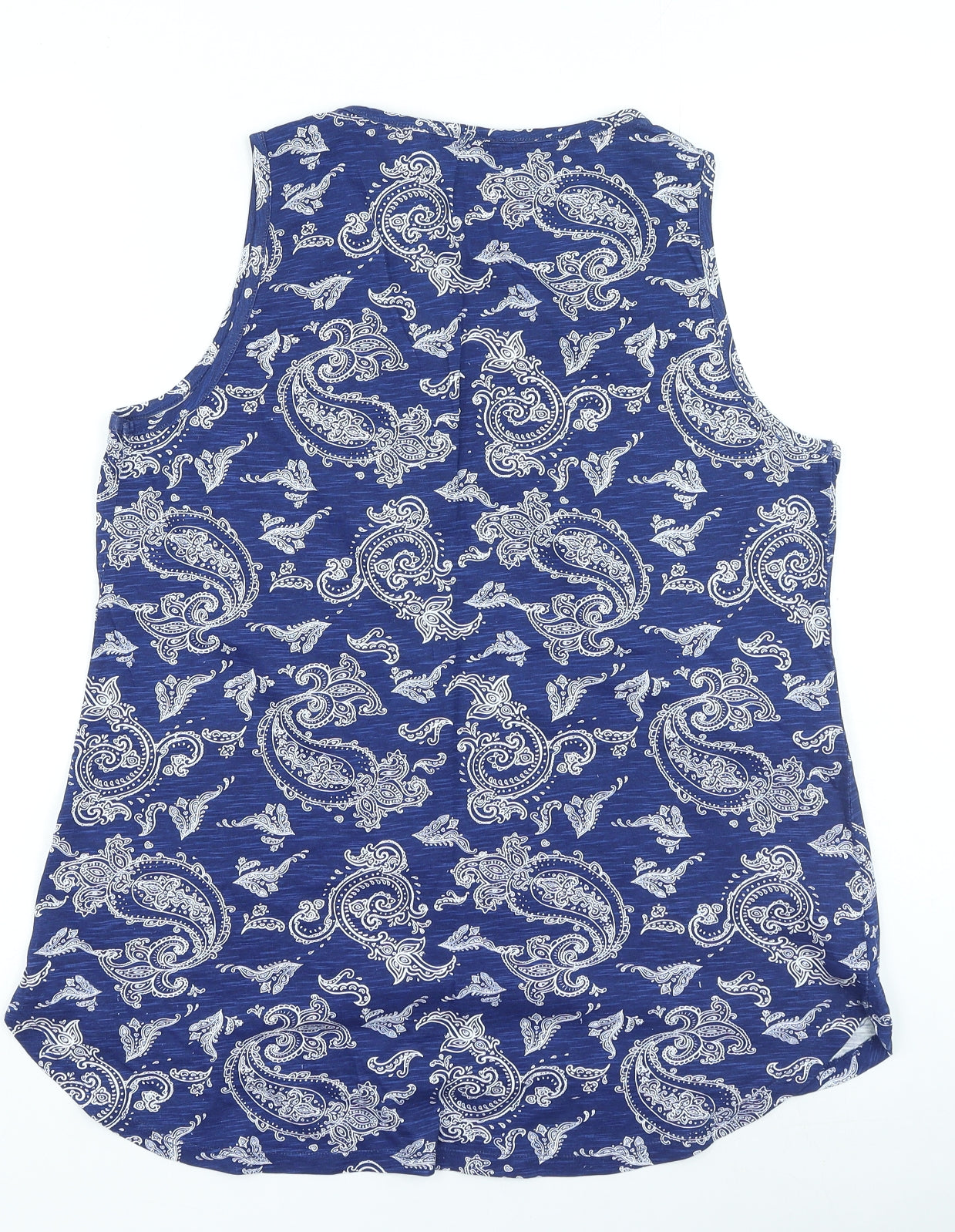 F&F Womens Blue Geometric Cotton Basic Tank Size 14 Round Neck