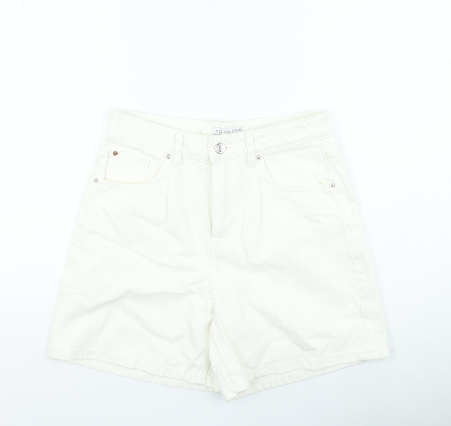 Denim & Co. Womens White Cotton Chino Shorts Size 12 L5 in Regular Zip