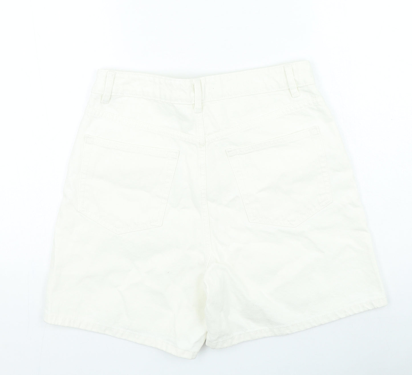 Denim & Co. Womens White Cotton Chino Shorts Size 12 L5 in Regular Zip
