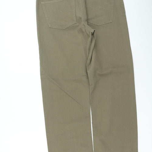 Dunnes Stores Womens Green Cotton Trousers Size 34 in L29 in Regular Zip