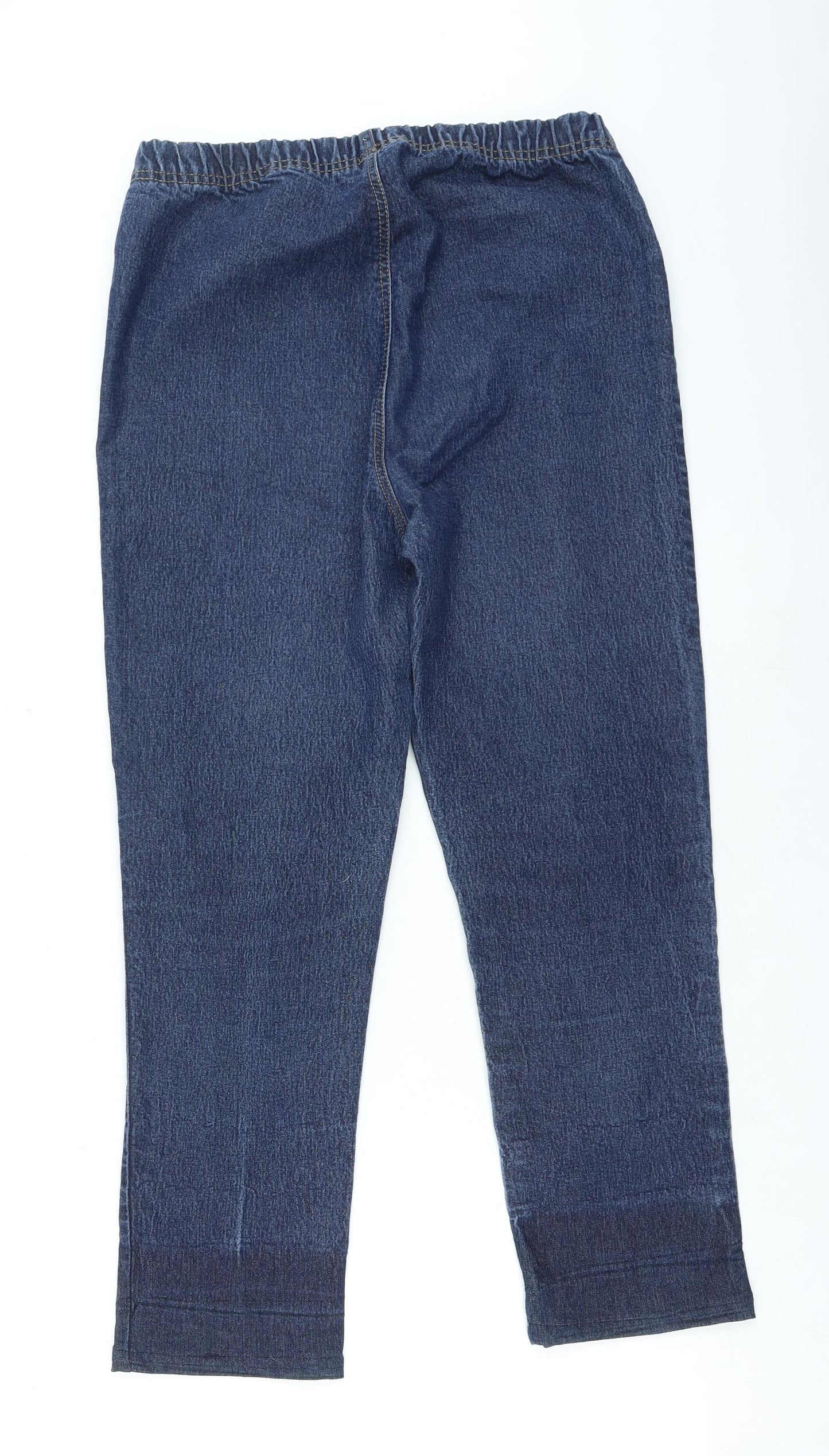 Preworn Womens Blue Cotton Straight Jeans Size 14 L26 in Regular