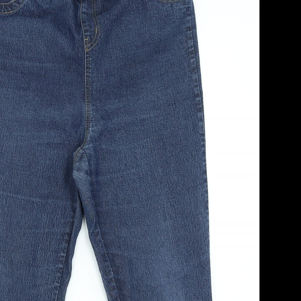 Preworn Womens Blue Cotton Straight Jeans Size 14 L26 in Regular