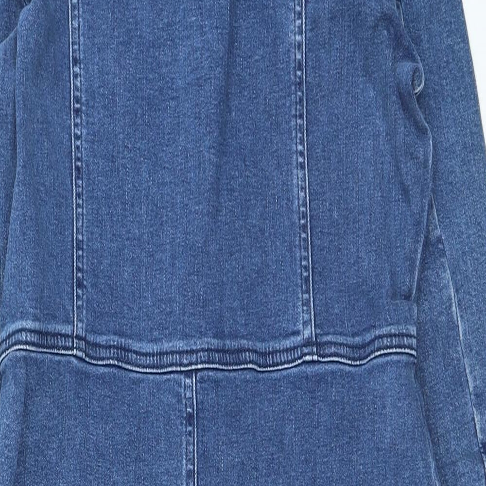 Sosander Womens Blue Cotton Fit & Flare Size 10 Collared Button