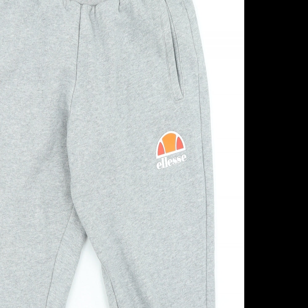 ellesse Womens Grey Cotton Jogger Trousers Size 10 L26 in Regular Drawstring