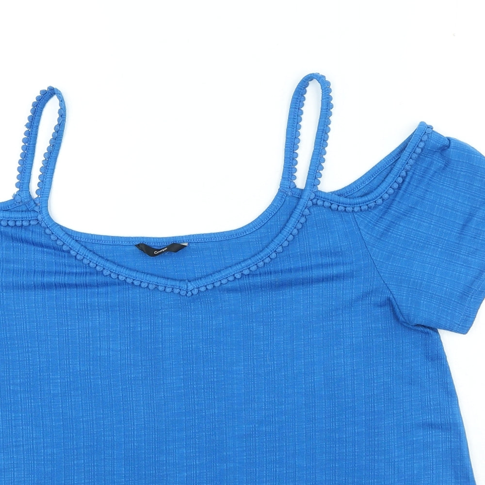 George Womens Blue Polyester Basic T-Shirt Size 16 Round Neck - Cold Shoulder