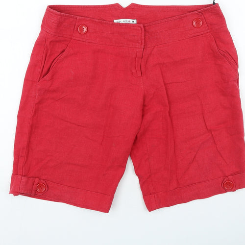 Select Womens Red Viscose Chino Shorts Size 14 L10 in Regular Zip