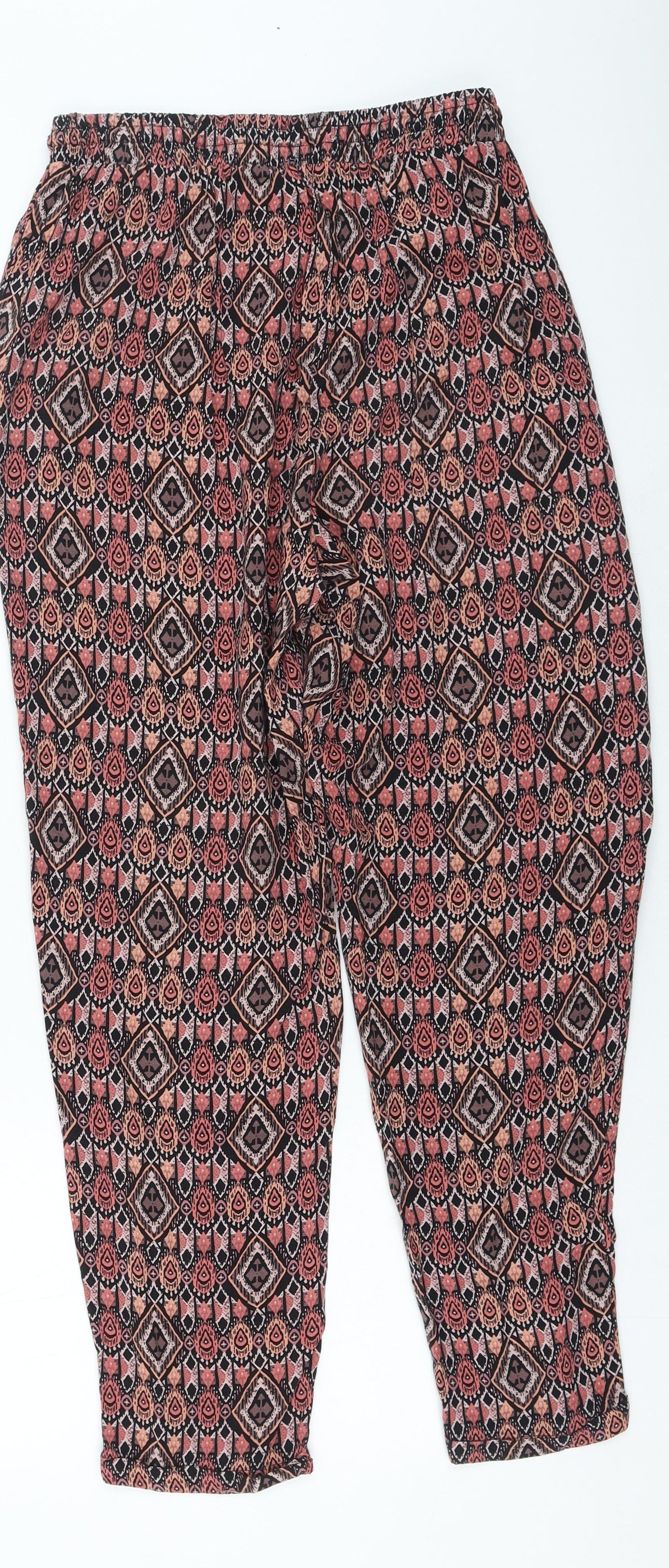 Preworn Womens Multicoloured Geometric Polyester Jogger Trousers Size 30 in L26 in Regular Drawstring