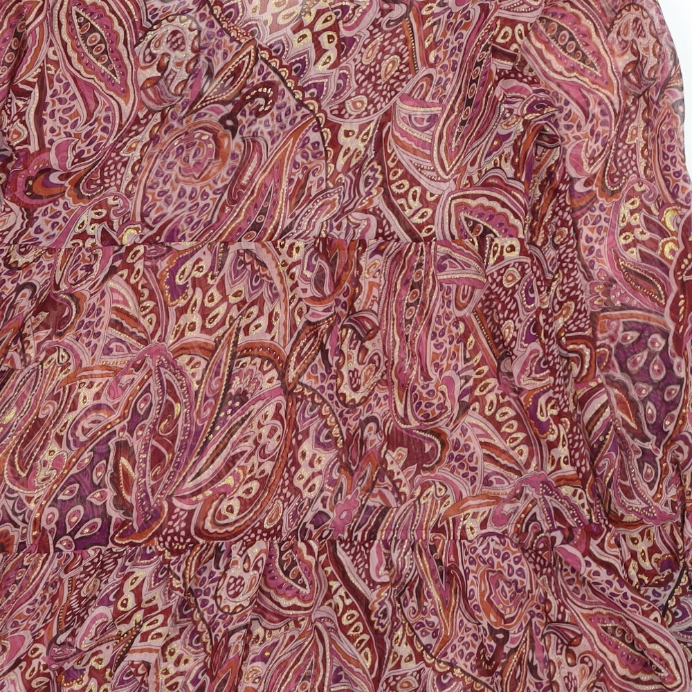 Primark Womens Multicoloured Geometric Polyester Basic Blouse Size 10 Round Neck