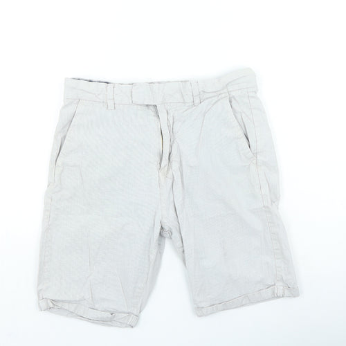 NEXT Mens Grey Cotton Chino Shorts Size 30 in L9 in Regular Zip