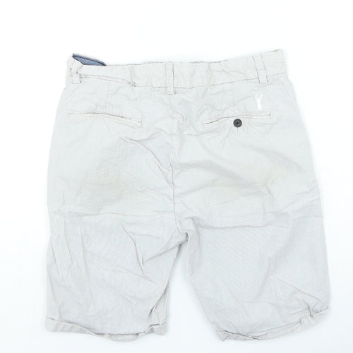 NEXT Mens Grey Cotton Chino Shorts Size 30 in L9 in Regular Zip