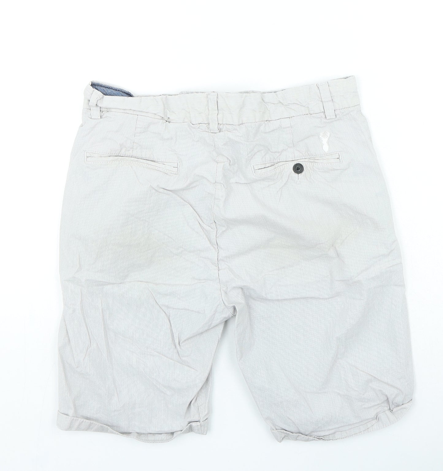NEXT Mens Grey Cotton Chino Shorts Size 30 in L9 in Regular Zip