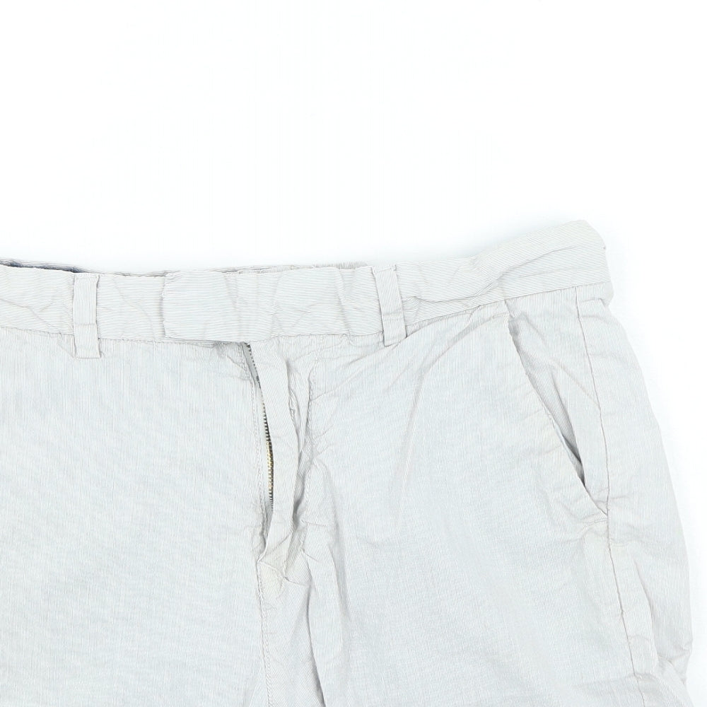 NEXT Mens Grey Cotton Chino Shorts Size 30 in L9 in Regular Zip