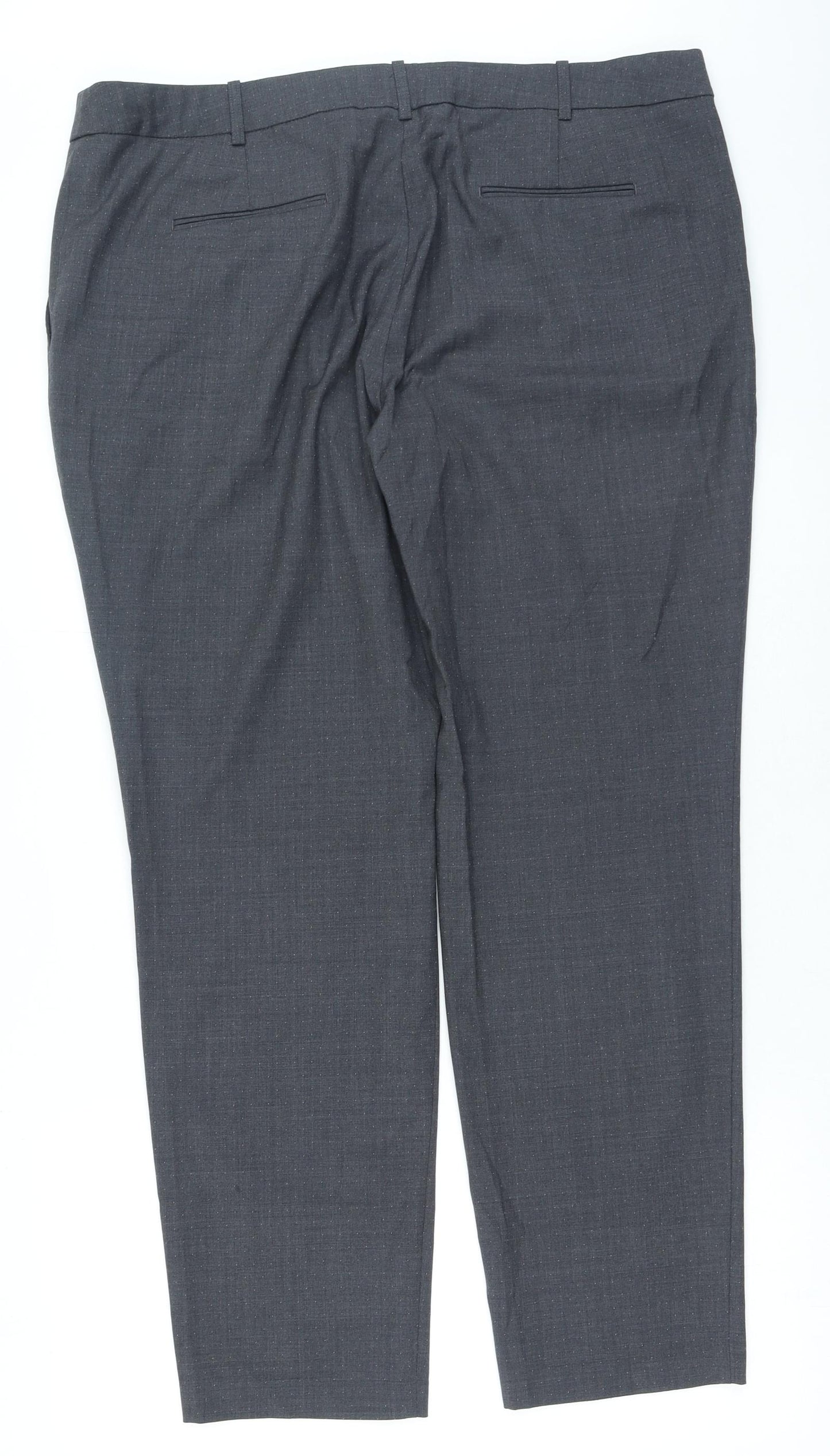 NEXT Womens Grey Wool Trousers Size 18 L27 in Regular Zip