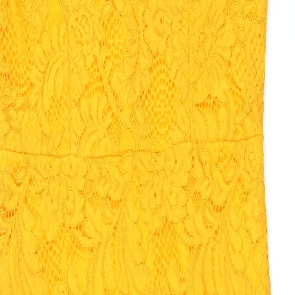 New Look Womens Orange Nylon Fit & Flare Size 10 Sweetheart Zip
