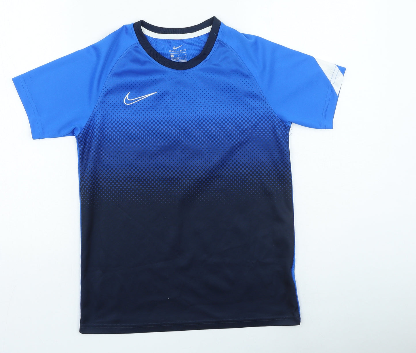 Nike Boys Blue Polyester Basic Casual Size L Round Neck Pullover