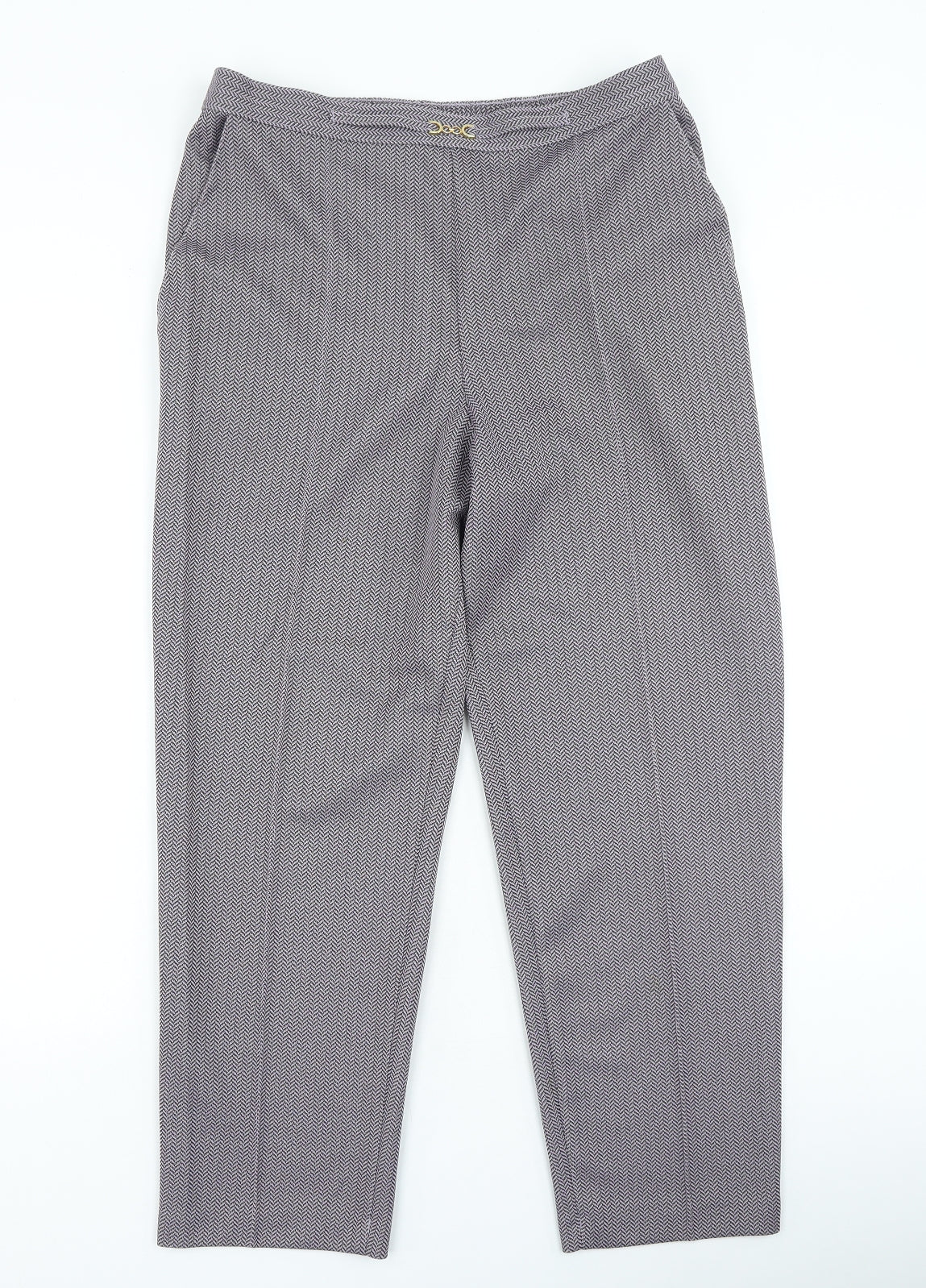 Marks and Spencer Womens Purple Herringbone Polyester Trousers Size 16 L26.5 in Regular