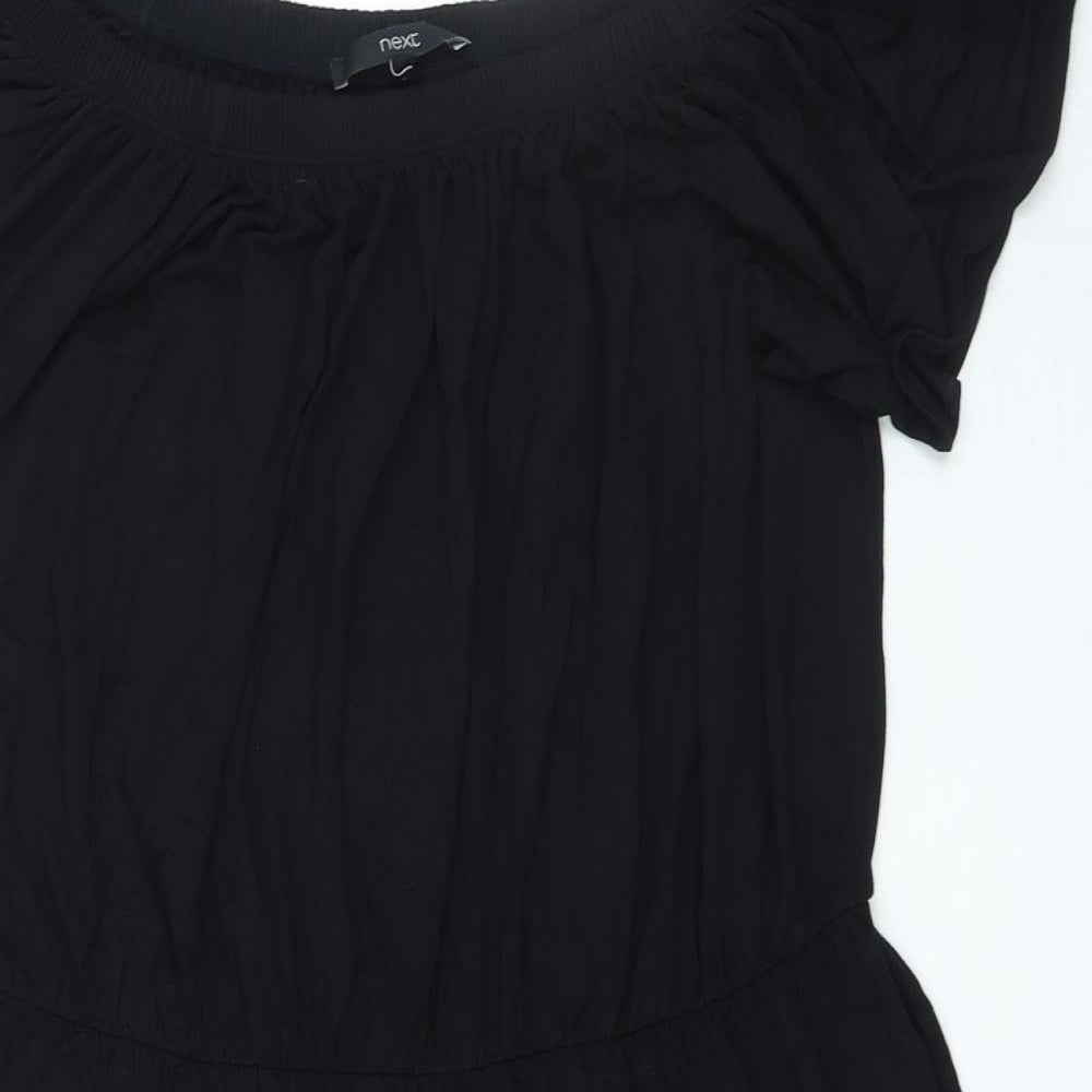 NEXT Womens Black Viscose Fit & Flare Size 14 Off the Shoulder Pullover