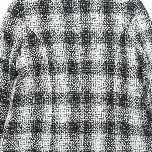 Preworn Womens Black Plaid Jacket Size 10 Button