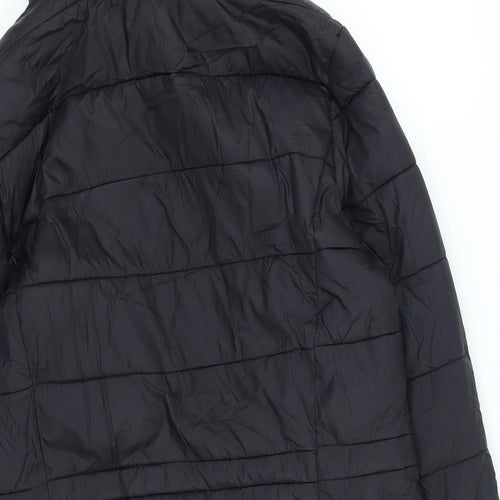 Preworn Womens Black Quilted Coat Size 14 Zip