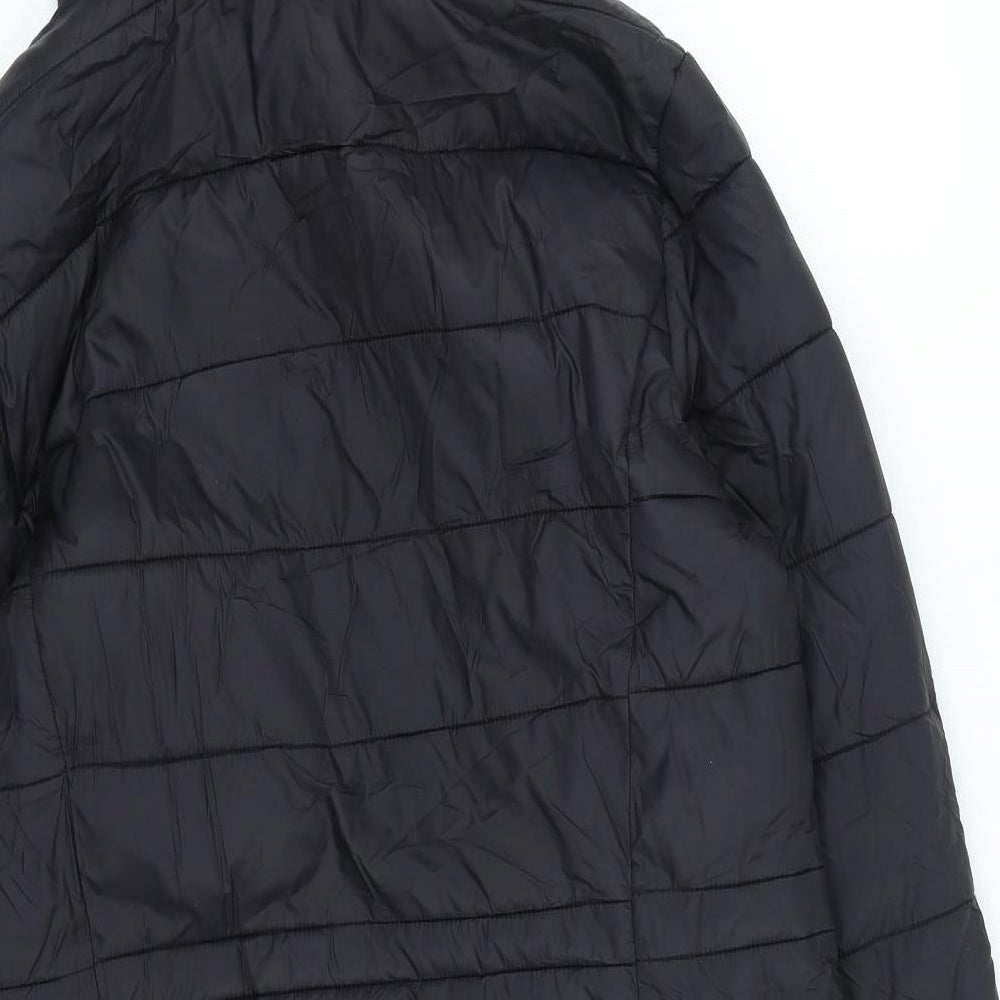 Preworn Womens Black Quilted Coat Size 14 Zip