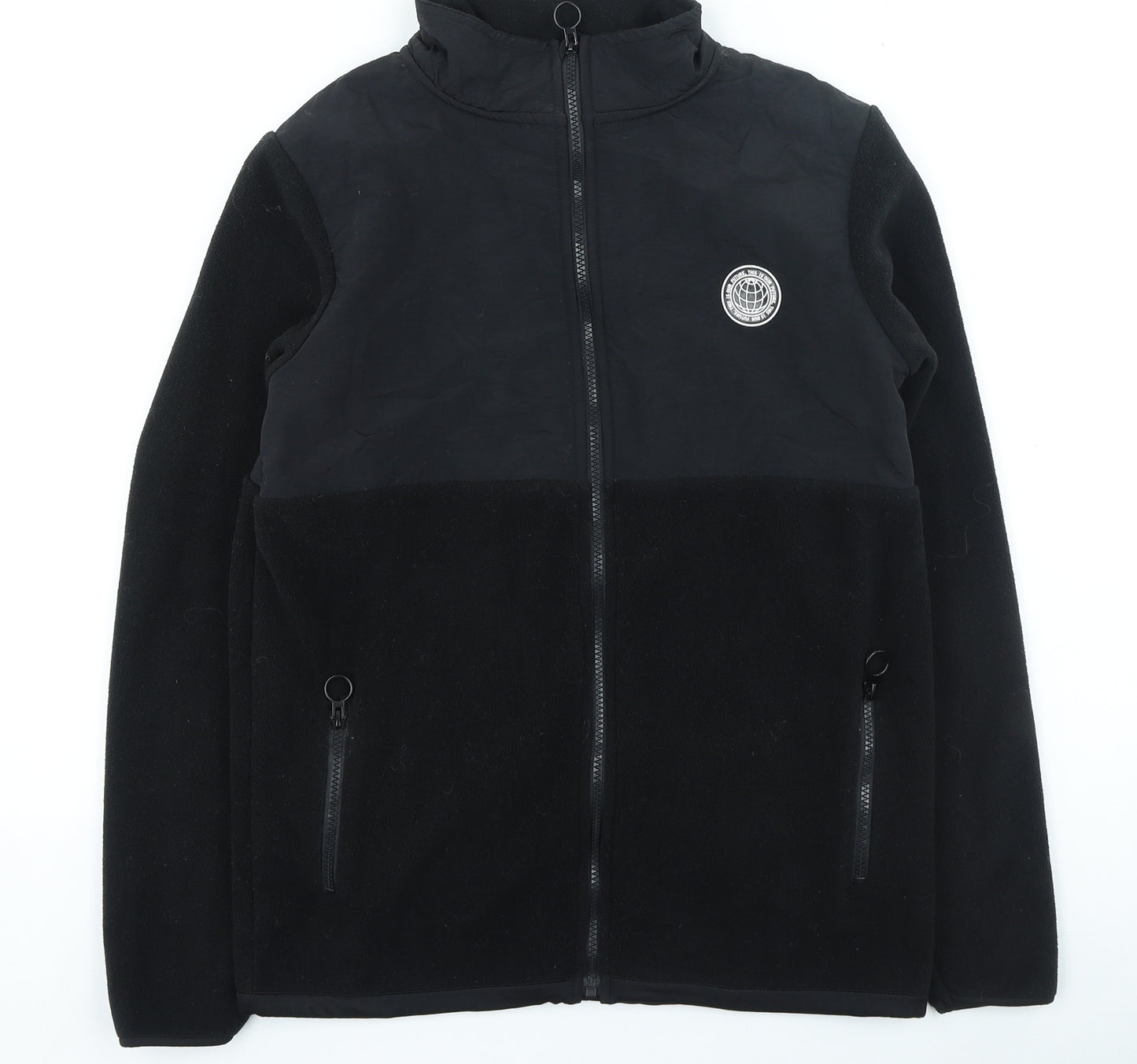 Primark Boys Black High Neck Polyester Full Zip Jumper Size 14-15 Years Zip