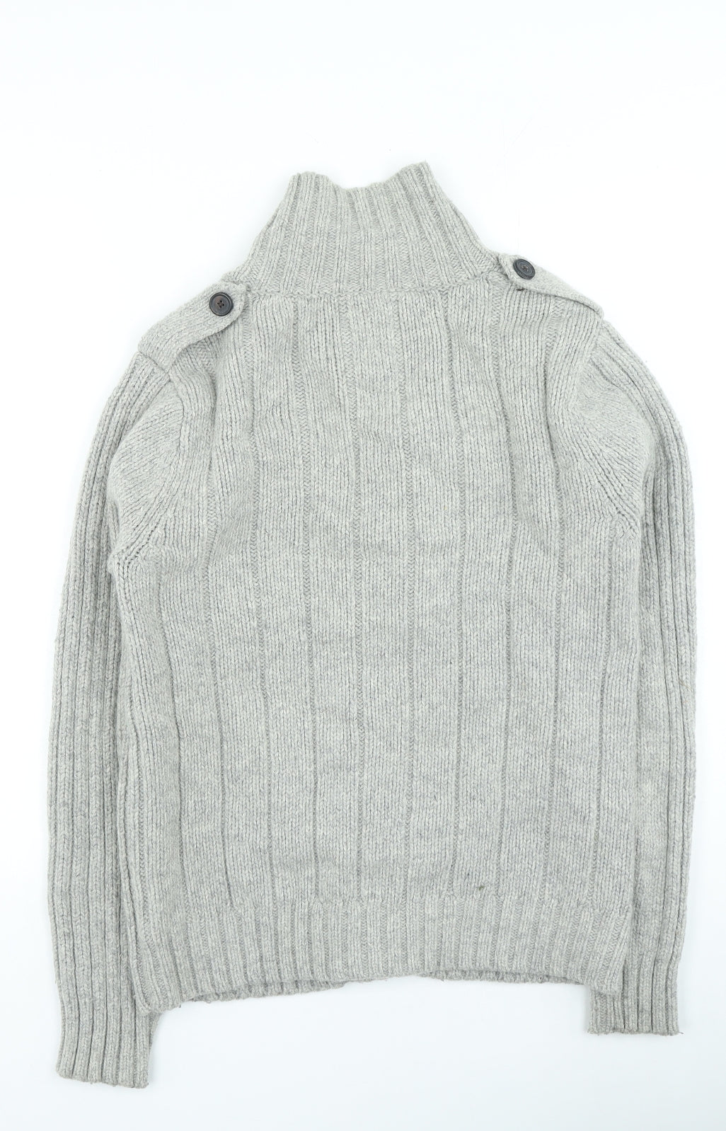 NEXT Mens Grey High Neck Acrylic Cardigan Jumper Size S