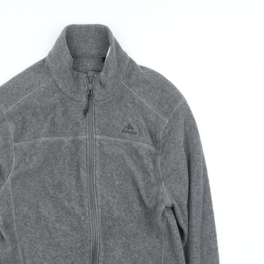 DECATHLON Womens Grey High Neck Polyester Full Zip Jumper Size M
