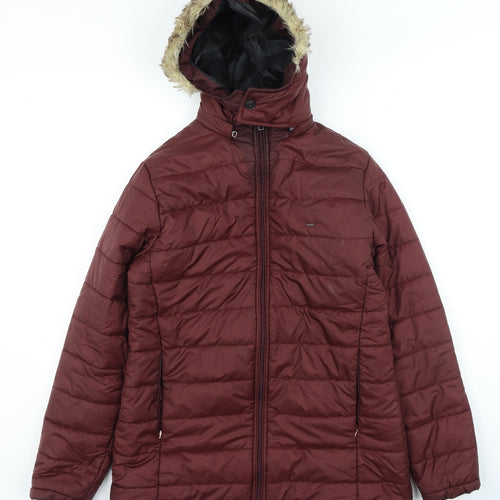 Okane Womens Purple Quilted Coat Size L Zip
