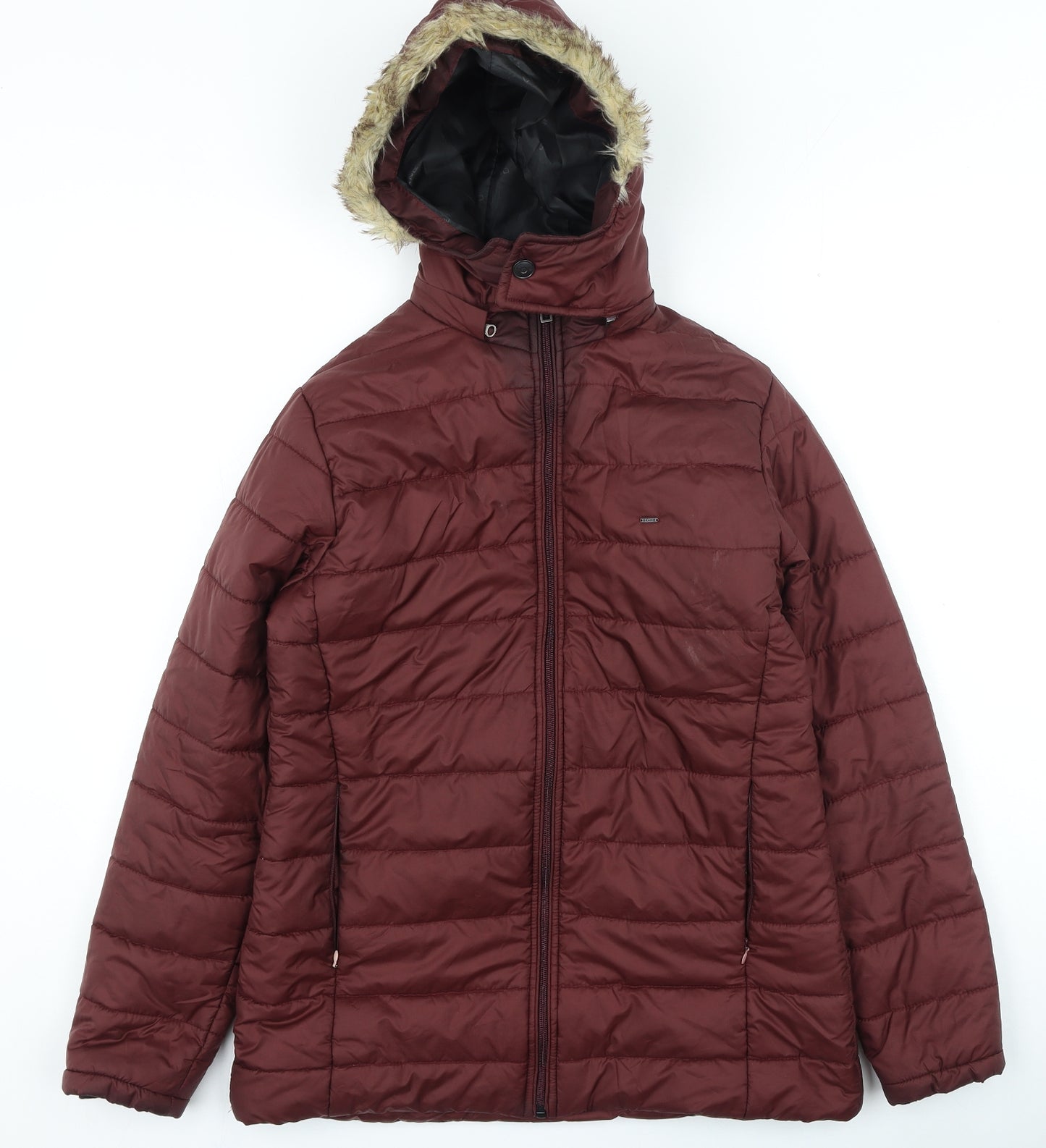 Okane Womens Purple Quilted Coat Size L Zip