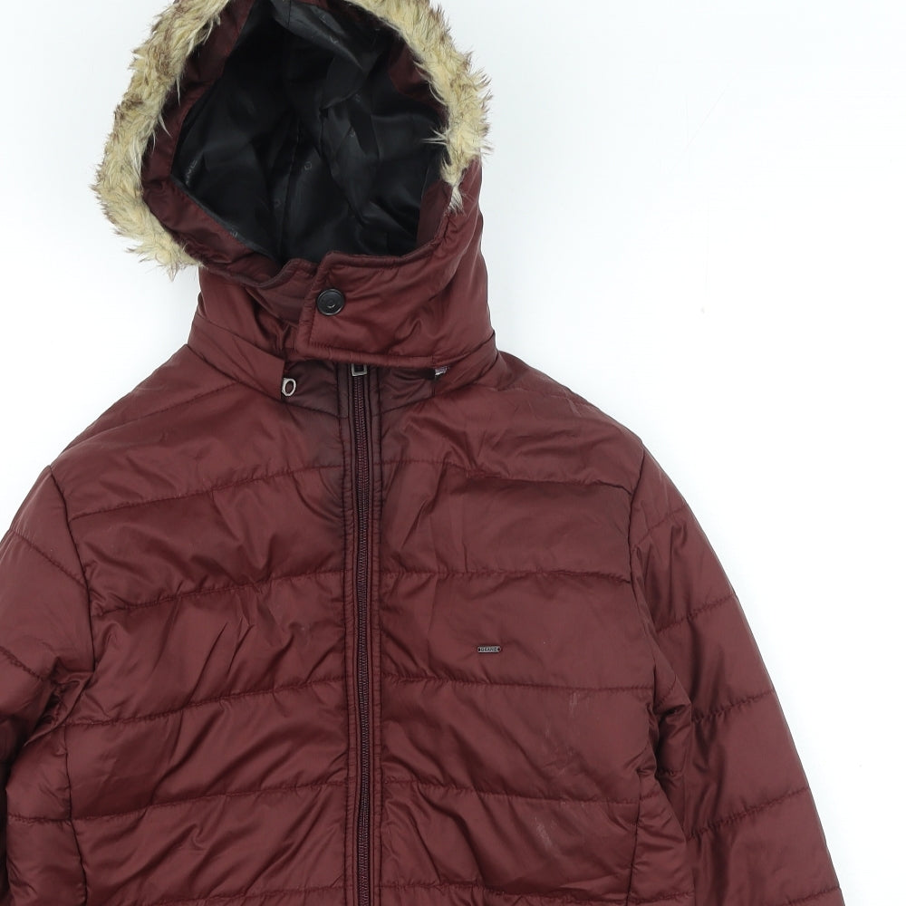 Okane Womens Purple Quilted Coat Size L Zip