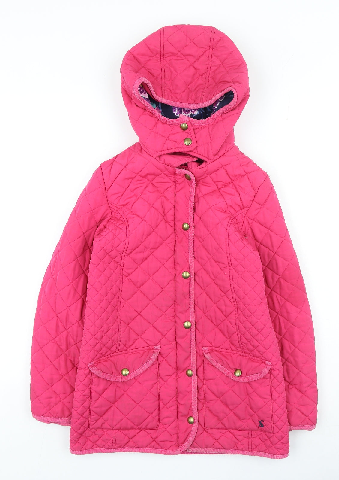 Joules Girls Pink Basic Coat Coat Size 9-10 Years Snap