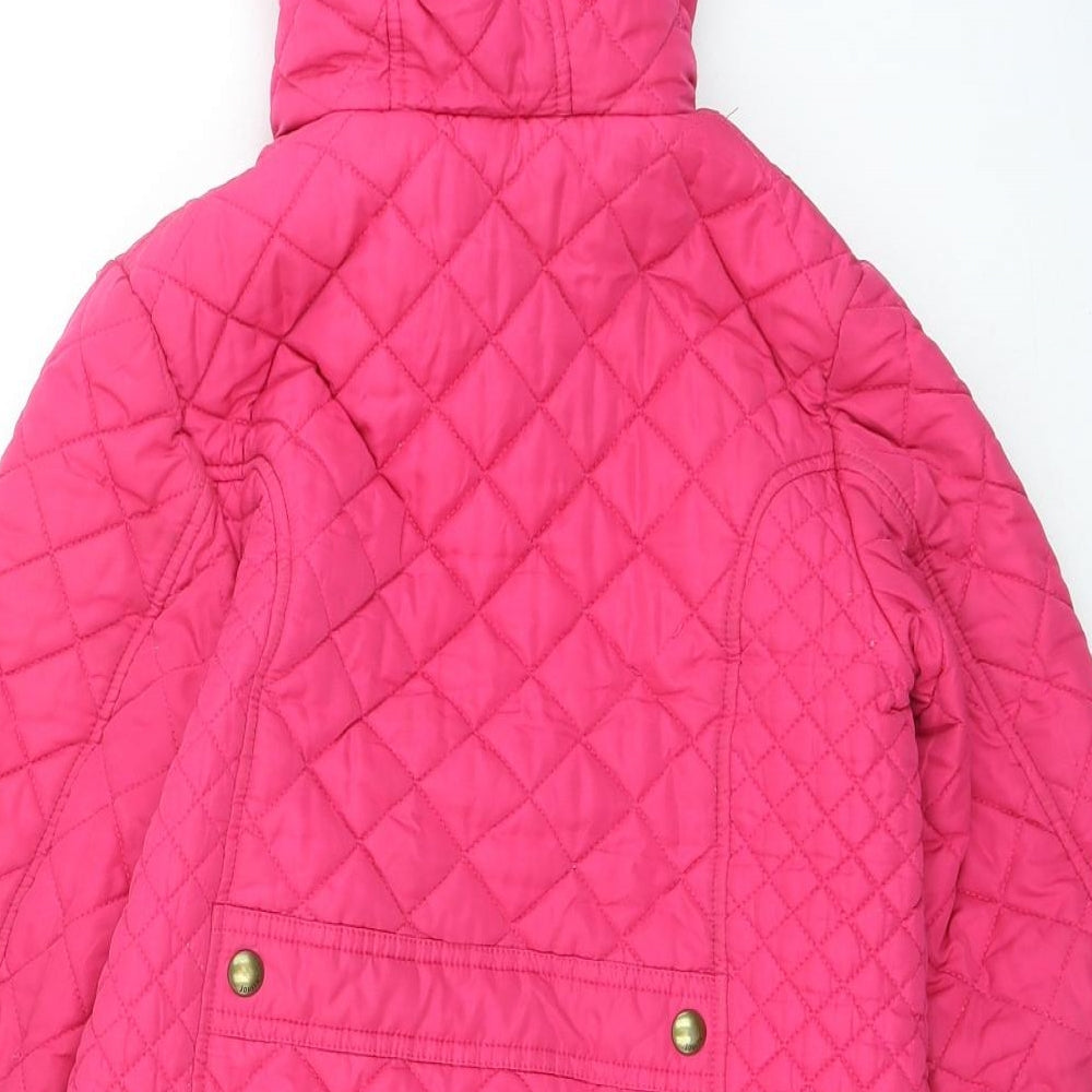 Joules Girls Pink Basic Coat Coat Size 9-10 Years Snap