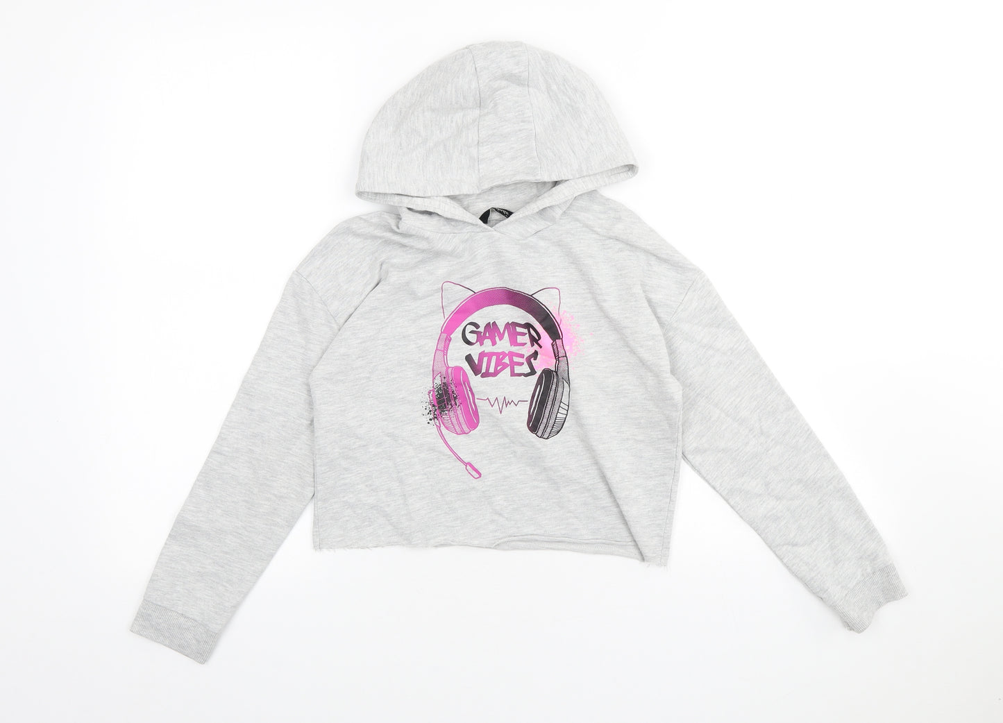 George Girls Grey Polyester Pullover Hoodie Size 8-9 Years - Gaming
