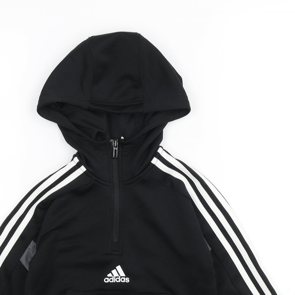 adidas Boys Black Polyester Pullover Hoodie Size 5-6 Years