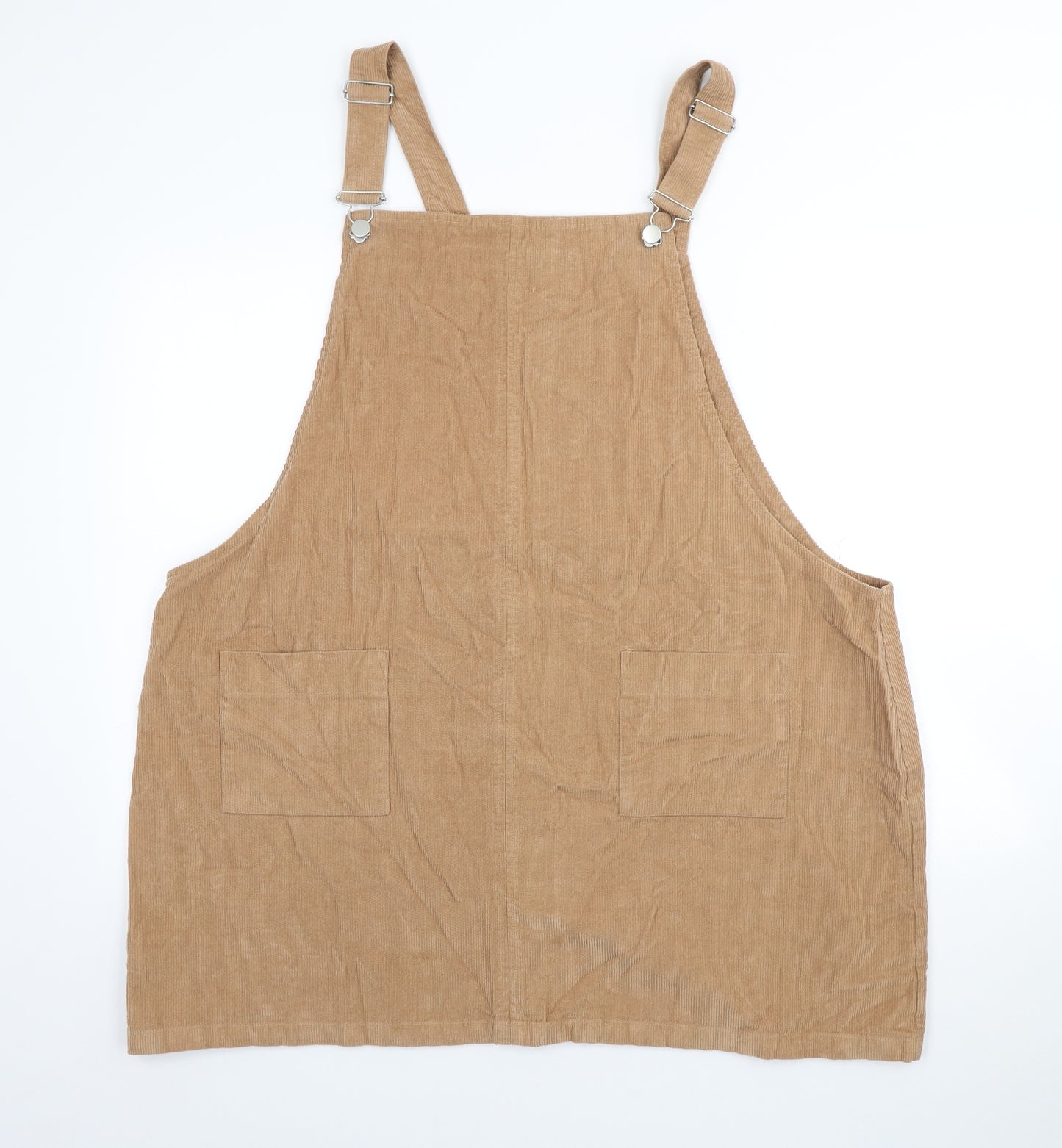 George Womens Brown Cotton Pinafore/Dungaree Dress Size 24 Square Neck