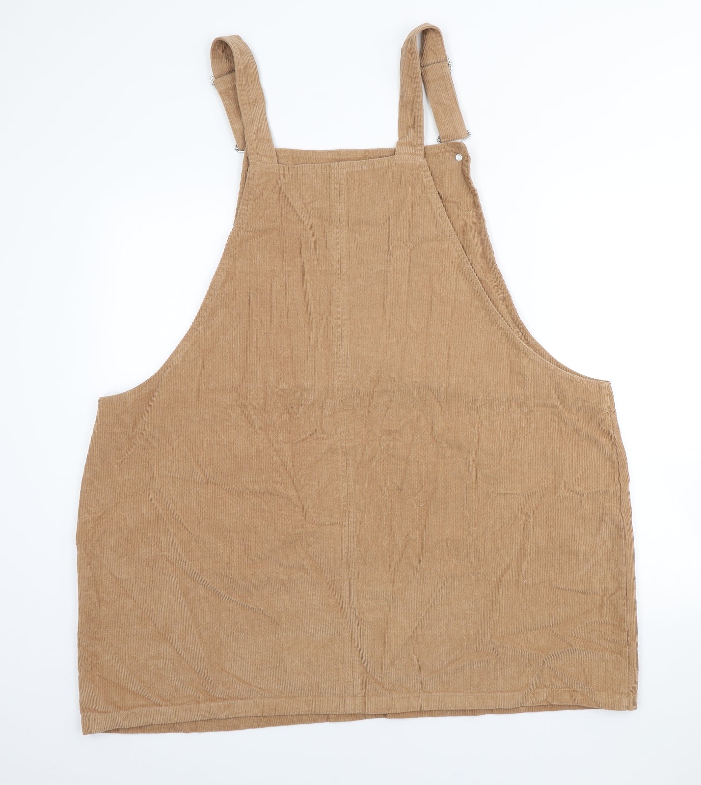 George Womens Brown Cotton Pinafore/Dungaree Dress Size 24 Square Neck
