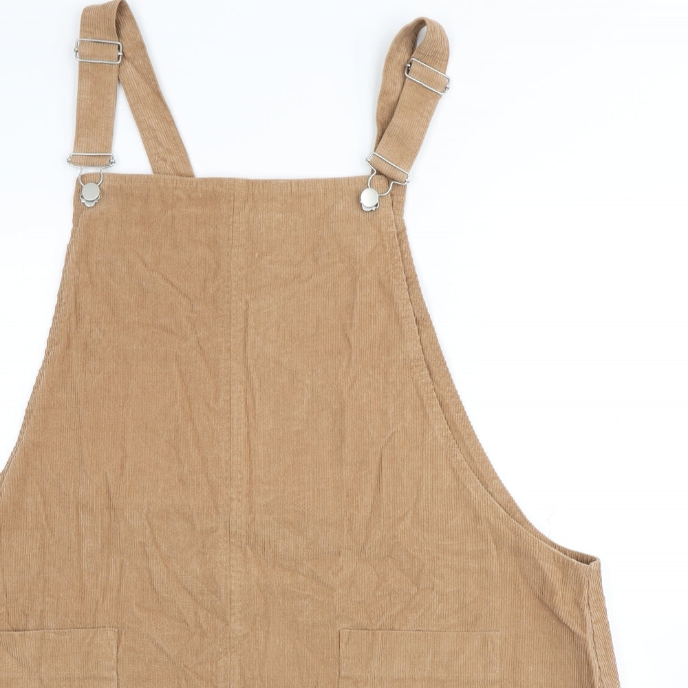 George Womens Brown Cotton Pinafore/Dungaree Dress Size 24 Square Neck