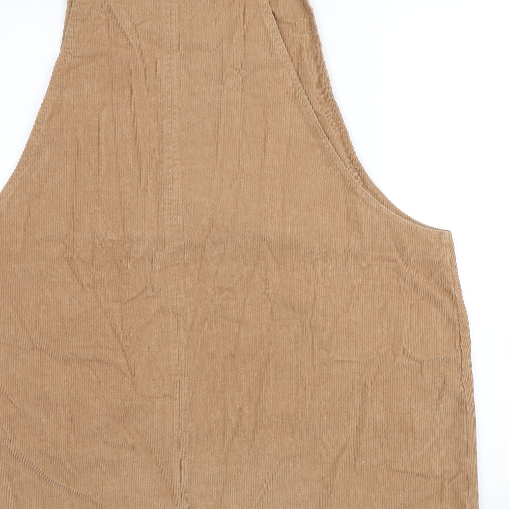 George Womens Brown Cotton Pinafore/Dungaree Dress Size 24 Square Neck