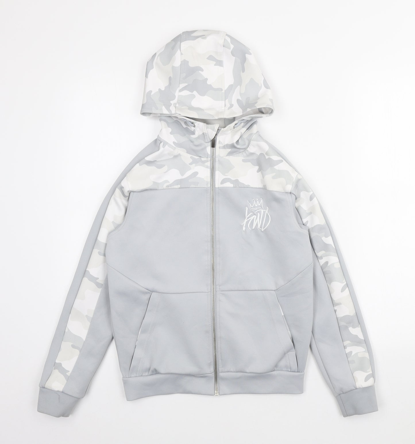 Kings Will Dream Boys Grey Camouflage Polyester Full Zip Hoodie Size 10 Years