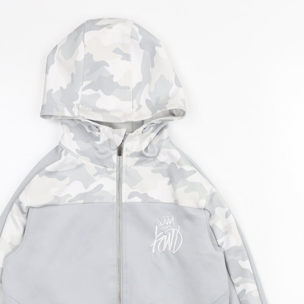 Kings Will Dream Boys Grey Camouflage Polyester Full Zip Hoodie Size 10 Years